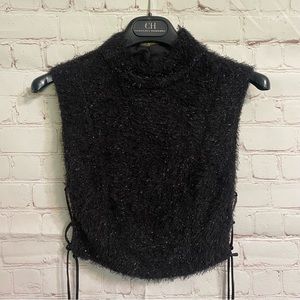 Shein Black Party Crop Top with Laced Sides Size 0